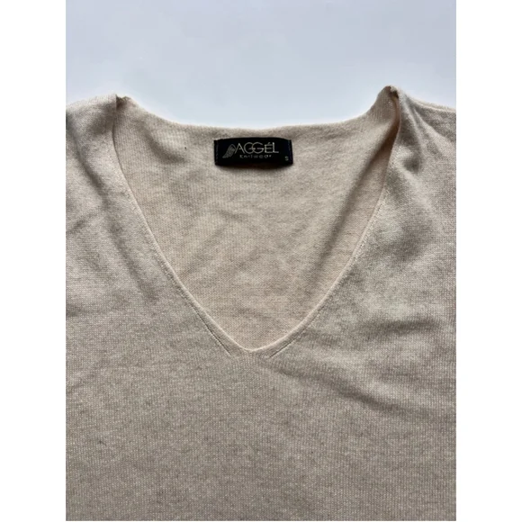Aggel cashmere blend Knitwear Beige V-Neck Sweater Size S - Picture 4 of 8